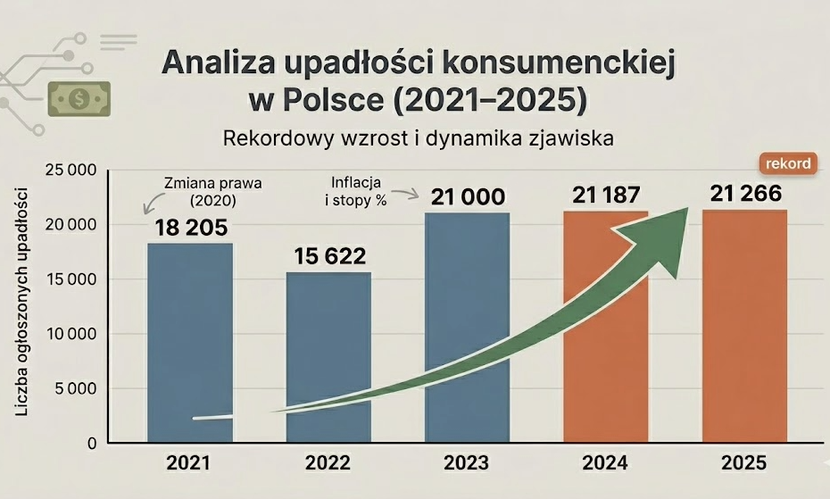 infograf statystyka upadłości kons 2021 2025